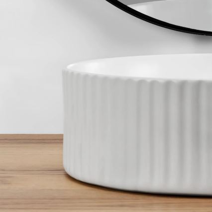 REA-U0601 - Мивка за плот DELIA, 36 см, гланцово бяла с имитация на камък