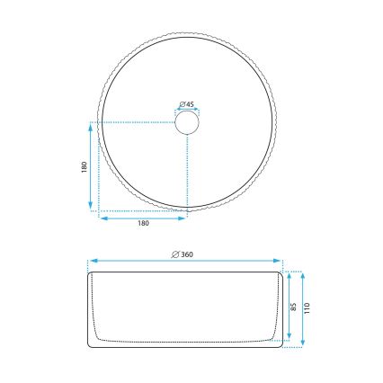 REA-U0601 - Мивка за плот DELIA, 36 см, гланцово бяла с имитация на камък