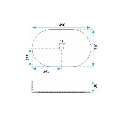 REA-U0603 - Мивка за плот VANDA 31x49 см керамика/бял гланц