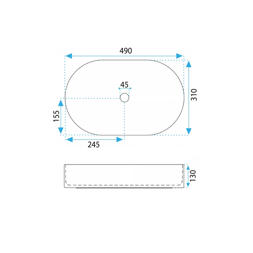 REA-U0603 - Мивка за плот VANDA 31x49 см керамика/бял гланц