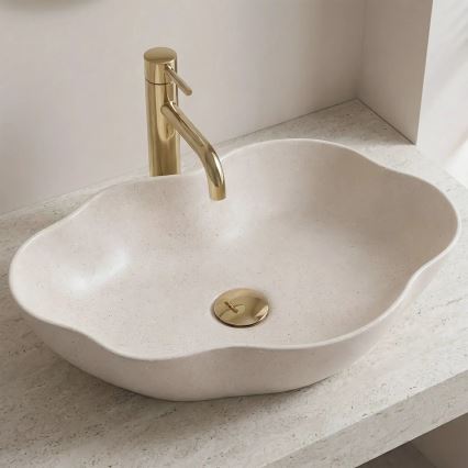 REA-U0617 - Мивка за плот PEARL 38x50,5 см керамика/бежова/имитация на камък