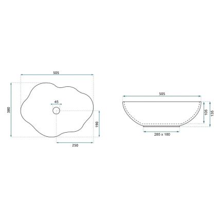 REA-U0617 - Мивка за плот PEARL 38x50,5 см керамика/бежова/имитация на камък