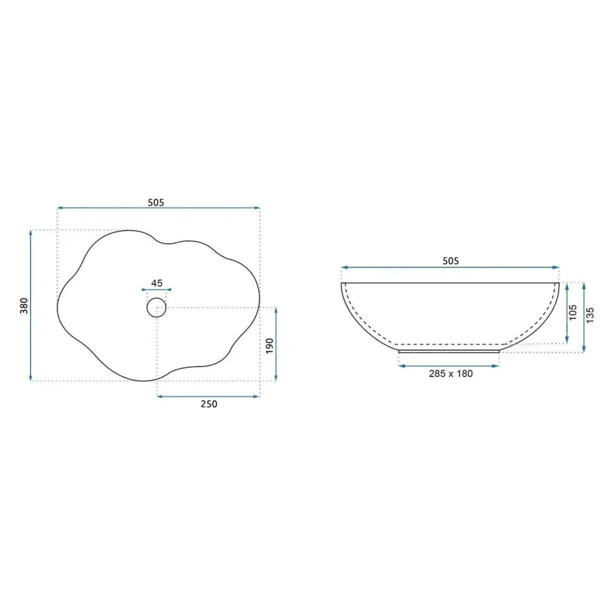 REA-U0617 - Мивка за плот PEARL 38x50,5 см керамика/бежова/имитация на камък