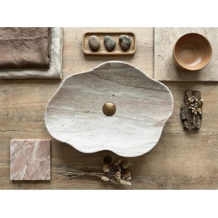 REA-U0618 - Умивалник за плот PEARL 38x50,5 cm керамика/бежова/имитация на камък