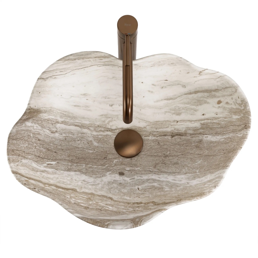 REA-U0618 - Умивалник за плот PEARL 38x50,5 cm керамика/бежова/имитация на камък