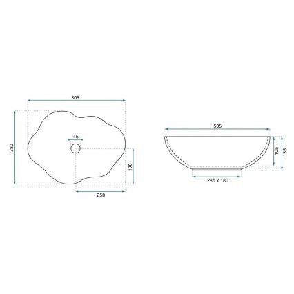 REA-U0618 - Умивалник за плот PEARL 38x50,5 cm керамика/бежова/имитация на камък
