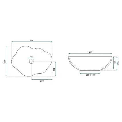 REA-U0619 - Мивка за плот PEARL 38x50,5 см керамика/бежова