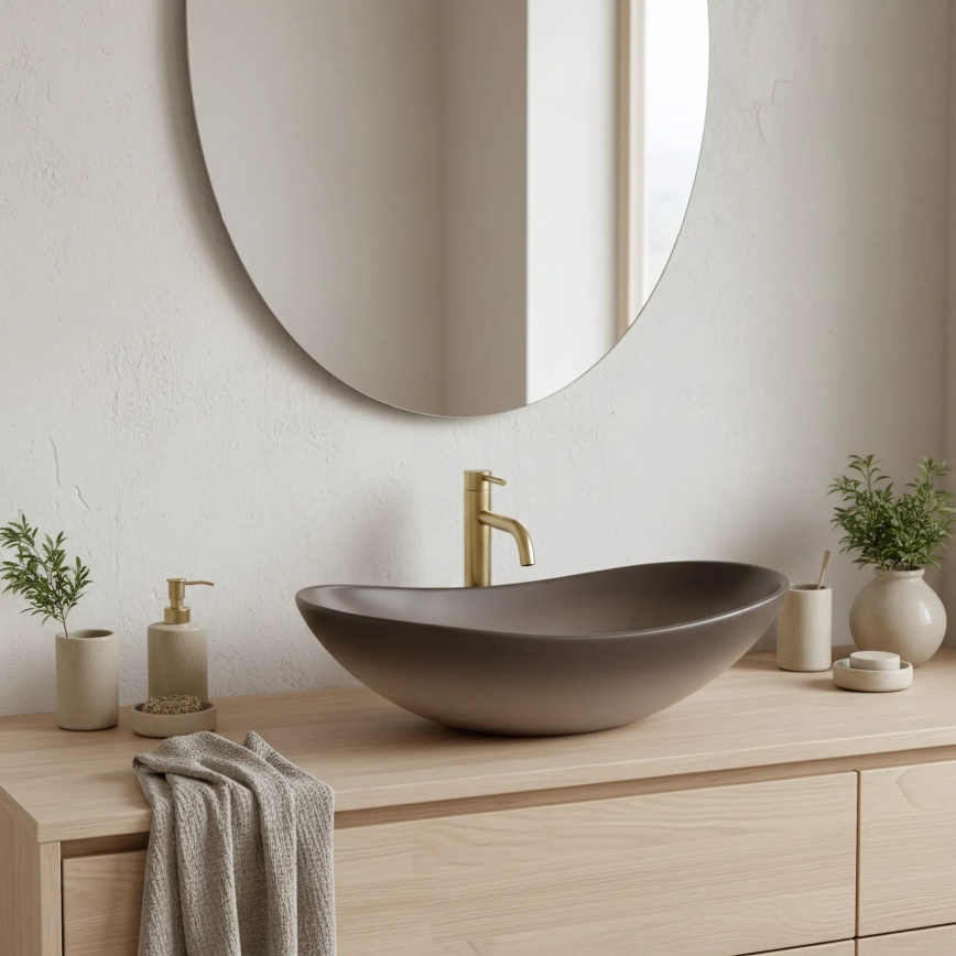 REA-U0626 - Мивка за плот ROYAL 36x62 см керамична/кафява