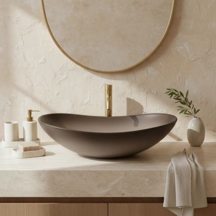 REA-U0626 - Мивка за плот ROYAL 36x62 см керамична/кафява