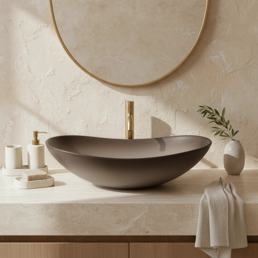 REA-U0626 - Мивка за плот ROYAL 36x62 см керамична/кафява