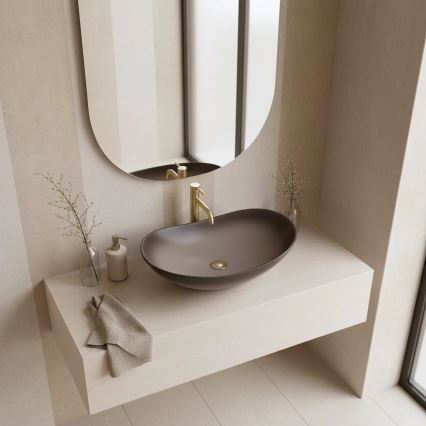 REA-U0626 - Мивка за плот ROYAL 36x62 см керамична/кафява