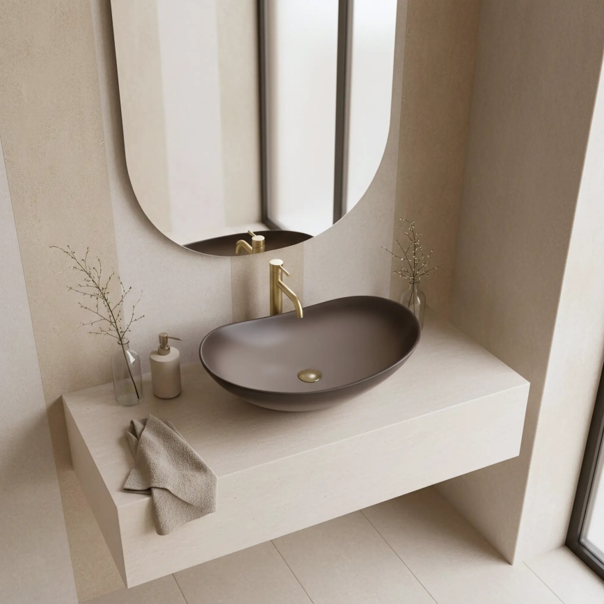 REA-U0626 - Мивка за плот ROYAL 36x62 см керамична/кафява