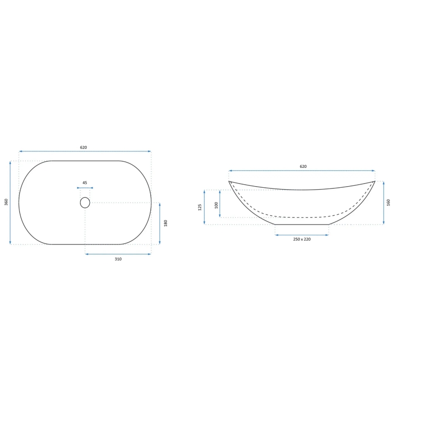REA-U0626 - Мивка за плот ROYAL 36x62 см керамична/кафява