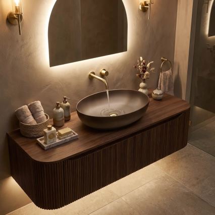 REA-U0627 - Умивалник за плот CAROLA 39x51,5 cm керамика/бежова/кафява