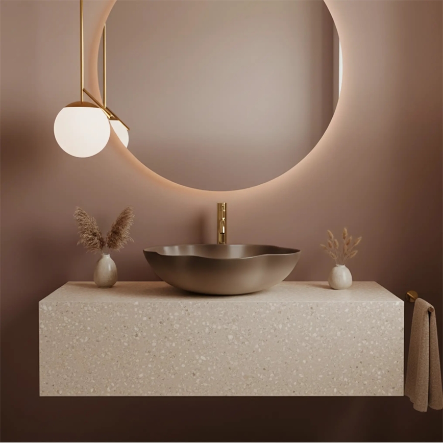 REA-U0629 - Мивка за плот PEARL 38x50,5 cm керамика/кафява