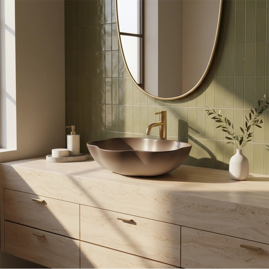 REA-U0629 - Мивка за плот PEARL 38x50,5 cm керамика/кафява