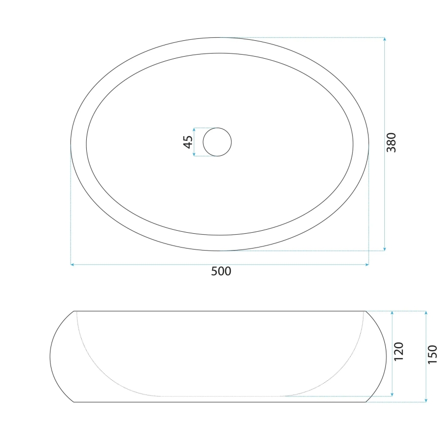 REA-U0634 - Умивалник за плот MIKA GABRO 38x50 cm черен/имитация на камък