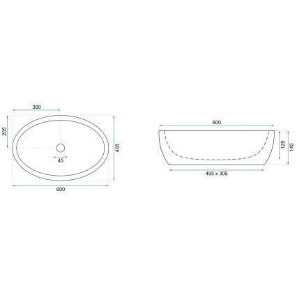 REA-U0656 - Мивка за плот MELANIA 40,5x60 см керамика/лъскаво бяло