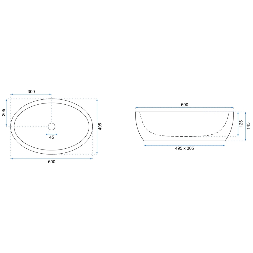 REA-U0656 - Мивка за плот MELANIA 40,5x60 см керамика/лъскаво бяло