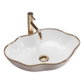 REA-U0696 - Мивка за плот PEARL 38x50,5 cm керамика/гланцово бяла/златна