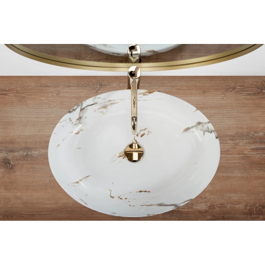 REA-U1232 - Мивка за плот QUEEN 41,5x55 cm керамика/имитация на камък