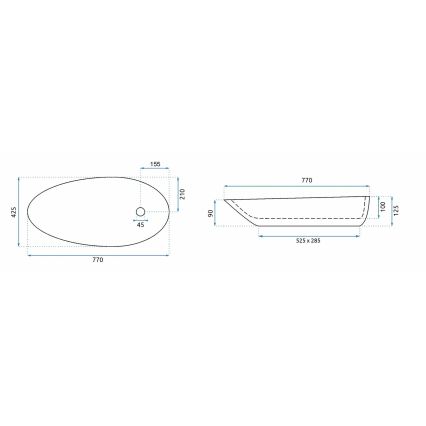 REA-U1500 - Мивка за плот GRETA 42,5x77 cm керамика/лъскаво бяло
