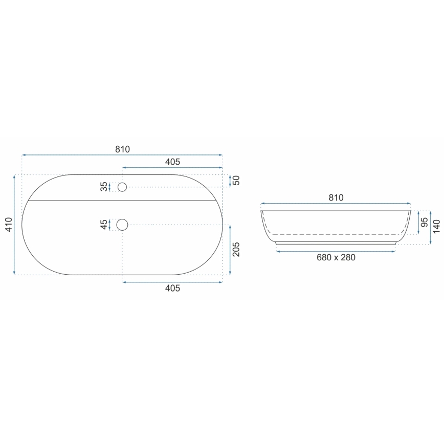 REA-U2541 - Мивка за плот AURA 41x81 cm керамика/бял гланц