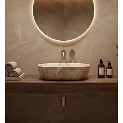 REA-U3000 - Мивка за плот AMELIA 34,5 x 48 см, керамична, бежова, в имитация на камък