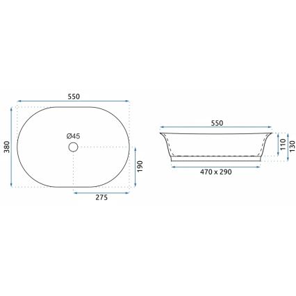 REA-U3305 - Мивка за плот WILMA RUSTIC 38x55 cm керамична/медна