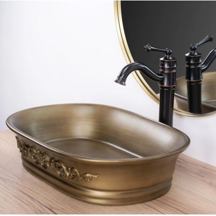 REA-U3305 - Мивка за плот WILMA RUSTIC 38x55 cm керамична/медна