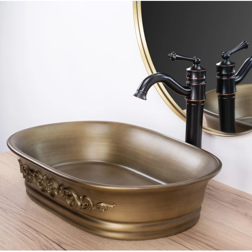 REA-U3305 - Мивка за плот WILMA RUSTIC 38x55 cm керамична/медна