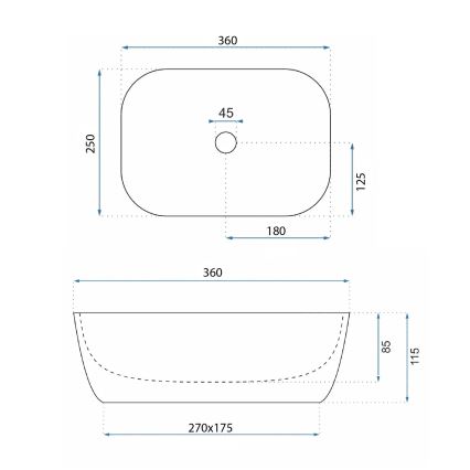 REA-U3321 - Мивка за плот BELINDA MINI 25x36 см керамика/сива/имитация на камък