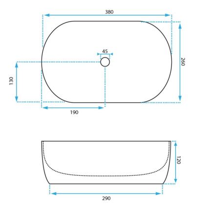 REA-U3322 - Умивалник за плот AMELIA MINI 26x38 cm керамика/бял гланц