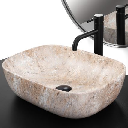 REA-U3323 - Мивка за плот BELINDA 33,5x46,5 cm керамика/имитация на камък
