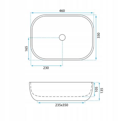 REA-U3324 - Мивка за плот BELINDA 33x46 cm керамика/сива/имитация на камък