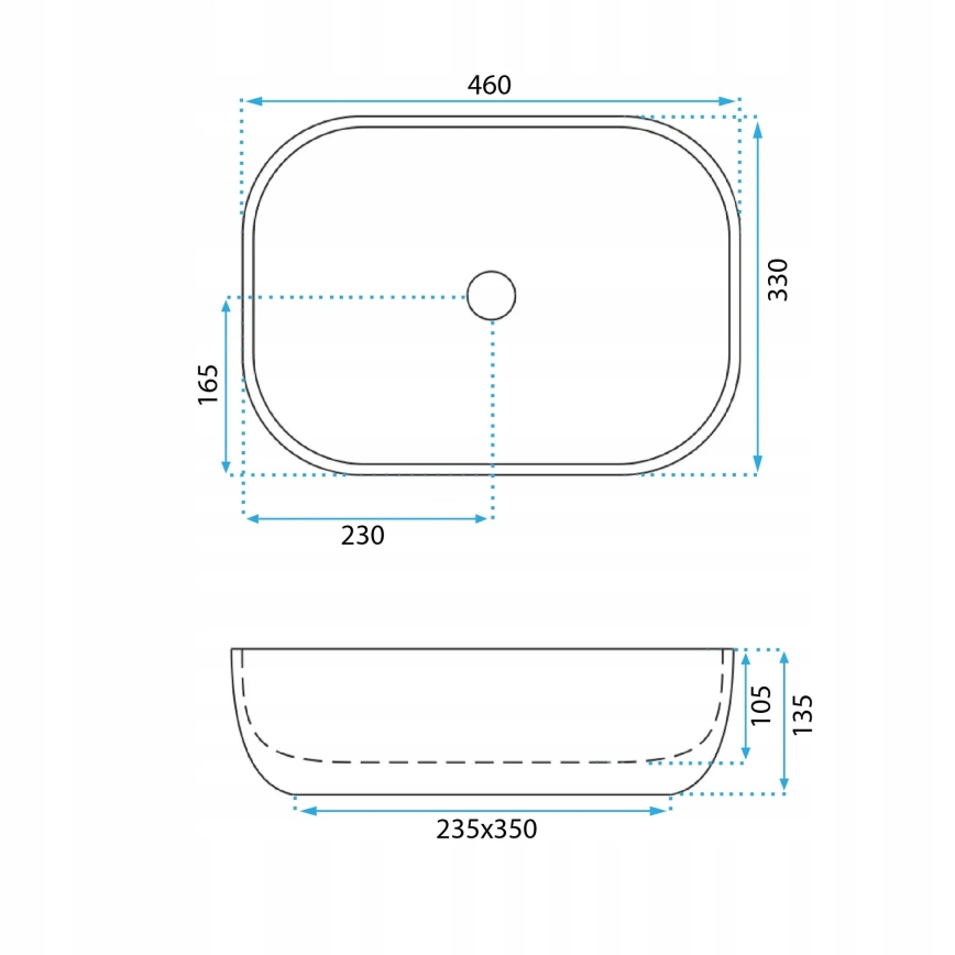 REA-U3324 - Мивка за плот BELINDA 33x46 cm керамика/сива/имитация на камък