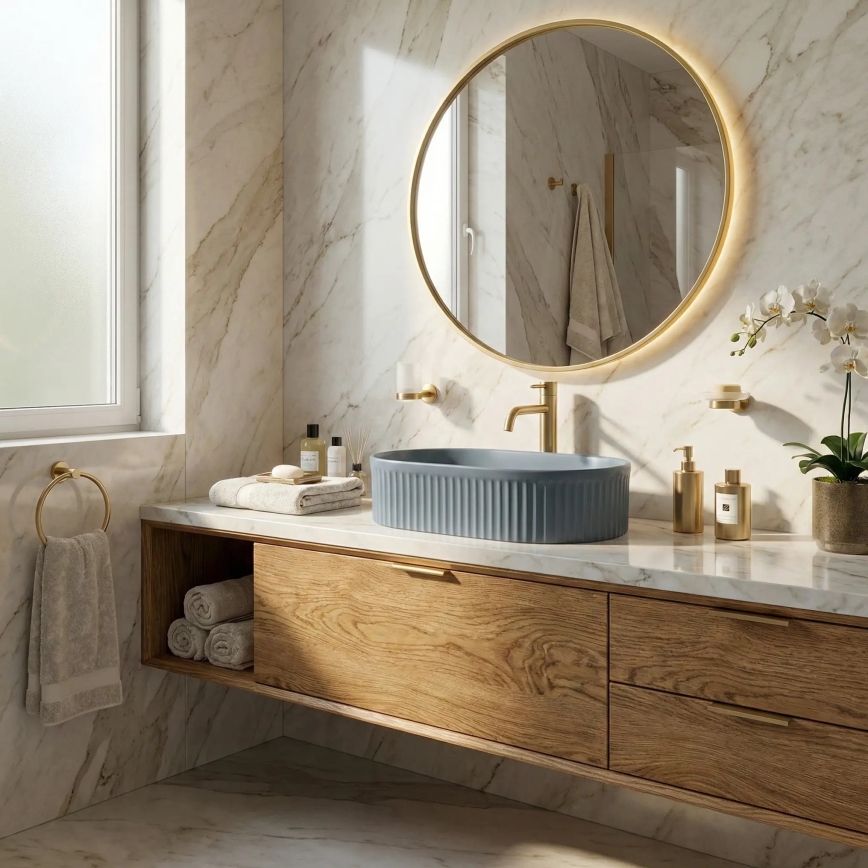 REA-U3535 - Умивалник за плот VANDA 31x49 cm керамичен/тъмносин