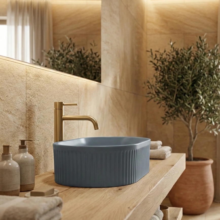 REA-U3535 - Умивалник за плот VANDA 31x49 cm керамичен/тъмносин