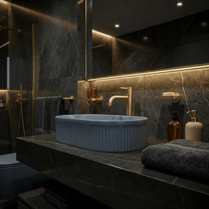 REA-U3535 - Умивалник за плот VANDA 31x49 cm керамичен/тъмносин