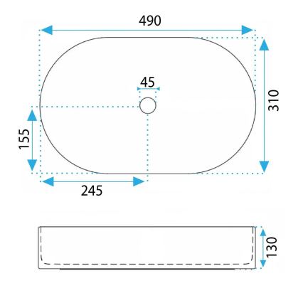 REA-U3535 - Умивалник за плот VANDA 31x49 cm керамичен/тъмносин
