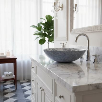 REA-U3608 - Мивка за плот JULIANA 40 см керамика/бяла/синя