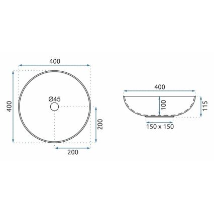REA-U3608 - Мивка за плот JULIANA 40 см керамика/бяла/синя