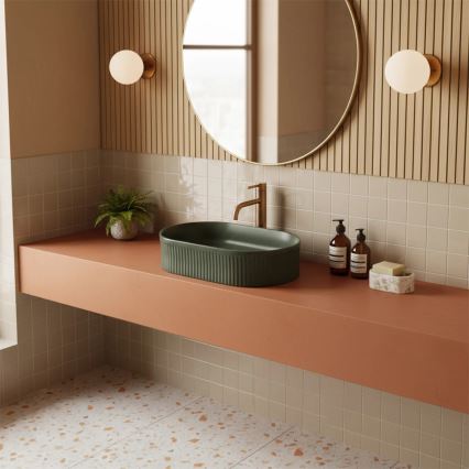 REA-U3611 - Умивалник за плот VANDA 31x49 см, керамика/тъмнозелен