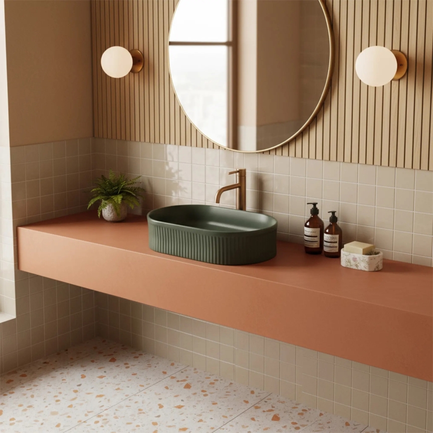 REA-U3611 - Умивалник за плот VANDA 31x49 см, керамика/тъмнозелен