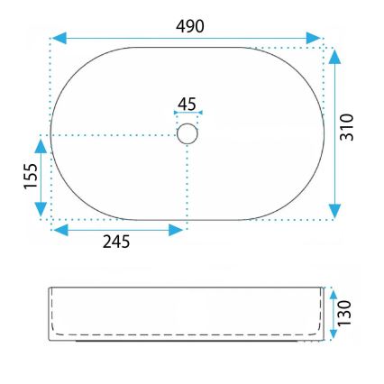 REA-U3611 - Умивалник за плот VANDA 31x49 см, керамика/тъмнозелен