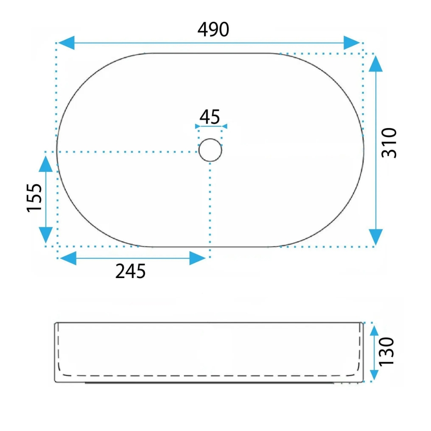 REA-U3611 - Умивалник за плот VANDA 31x49 см, керамика/тъмнозелен