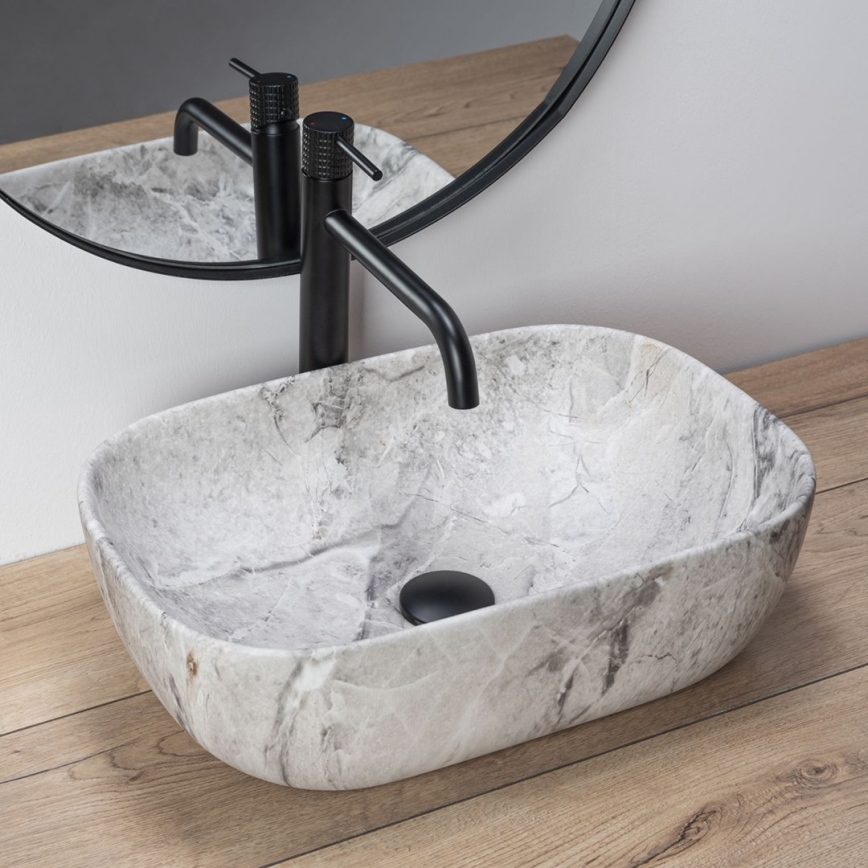 REA-U3800 - Умивалник за плот LIVIA 33,5x46,5 cm керамика/сив/имитация на камък