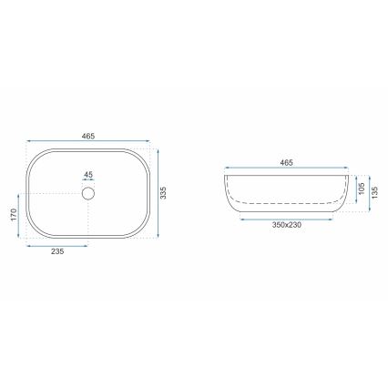 REA-U3800 - Умивалник за плот LIVIA 33,5x46,5 cm керамика/сив/имитация на камък