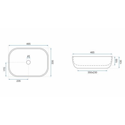 REA-U3801 - Мивка за плот LIVIA 33,5x46,5 cm керамика/сива/имитация на камък