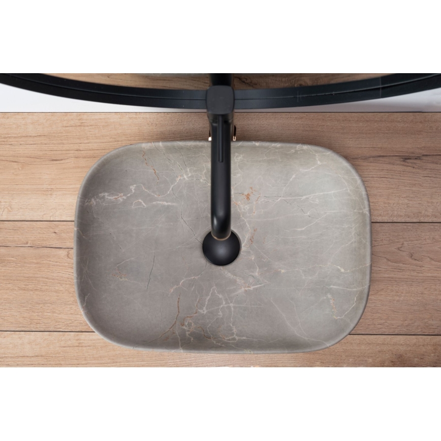 REA-U3802 - Мивка за плот LIVIA 33,5x46,5 cm керамична/сива/мраморен декор